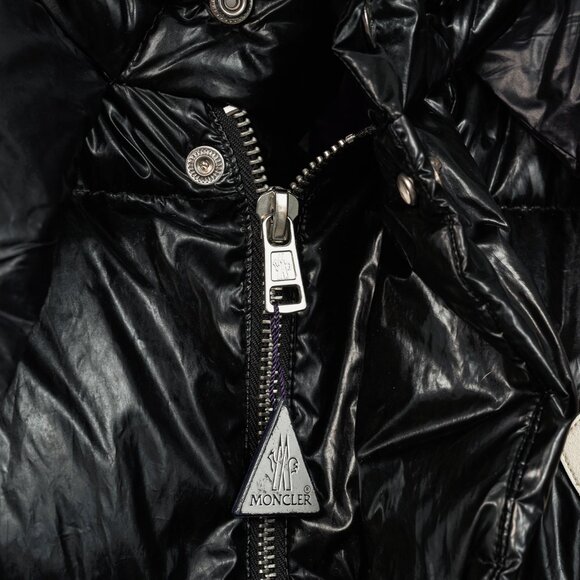 Moncler 8 Palm Angels Tim Black Shiny Logo-Patch Puffer - Picture 9 of 16